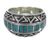 Turquoise Inlay Sterling Silver Water Wave Southwest Ring Size 5-1/2 AX83654